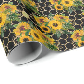 Design der Sonnenblumen und Bienen vierzehn Geschenkpapier (Rolleneckpunkt)