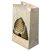 Design der Sonnenblumen und Bienen vierzehn Kleine Geschenktüte (Rückseite Schrägansicht)