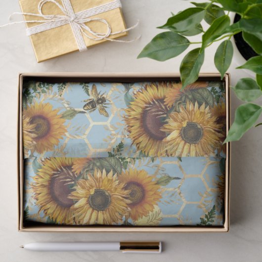 Design der Sonnenblumen und Bienen vierzehn Seidenpapier (Geschenk)