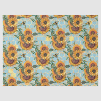 Design der Sonnenblumen und Bienen vierzehn Seidenpapier