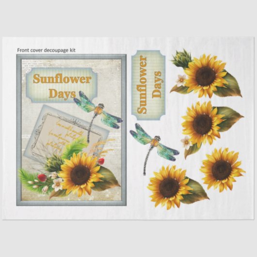 Design der Sonnenblumen- und Libellenreihe 9 Seidenpapier (Vorderseite)