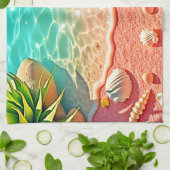 Design der sonnenverwöhnten Muscheln Geschirrtuch (Gefaltet)