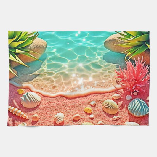 Design der sonnenverwöhnten Muscheln Geschirrtuch (Horizontal)