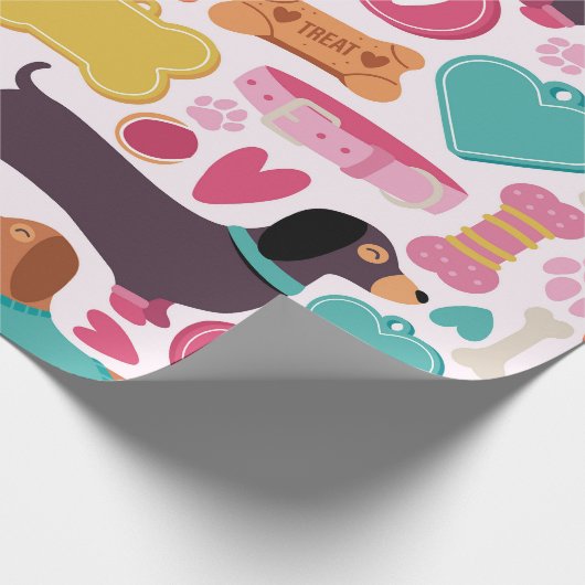 Design der spielerischen Dackel Geschenkpapier (Ecke)