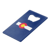 Design der Staatsflagge Colorado Geldkarten Flaschenöffner (Vorderseite Schrägansicht)