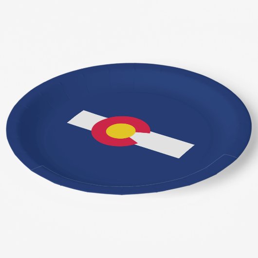 Design der Staatsflagge Colorado Pappteller (Schrägansicht)