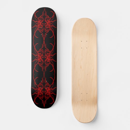 Design der Stammmasken - Schwarz und Rot auf schwa Skateboard (Vorderseite)
