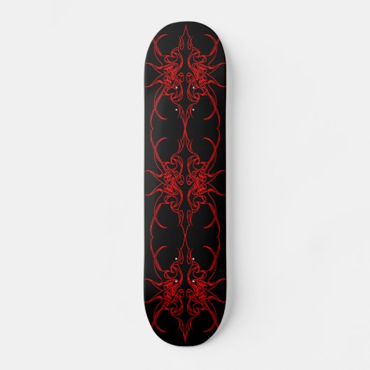 Design der Stammmasken - Schwarz und Rot auf schwa Skateboard (Vorderseite)
