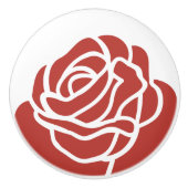 Design der stilisierten Rote Rose Blume Keramikknauf (Vorderseite)