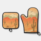 Design der Südwestwüste Ofenhandschuh & Topflappen-Set (Vorderseite)
