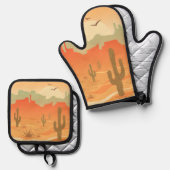Design der Südwestwüste Ofenhandschuh & Topflappen-Set (Vorderseite/Rückseite)