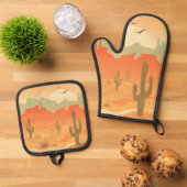 Design der Südwestwüste Ofenhandschuh & Topflappen-Set (Oben Unten)