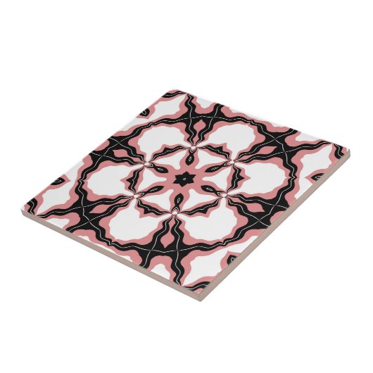Design der Tile, Rosa, Weiß und Schwarz-Blume Fliese (Seite)