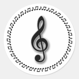 Design der Treble Clef-Musiknote Runder Aufkleber