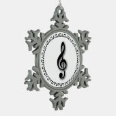 Design der Treble Clef-Musiknote Schneeflocken Zinn-Ornament (Links)