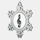 Design der Treble Clef-Musiknote Schneeflocken Zinn-Ornament (Rechts)