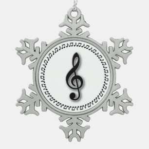 Design der Treble Clef-Musiknote Schneeflocken Zinn-Ornament