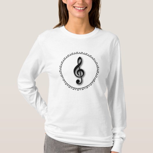 Design der Treble Clef-Musiknote T-Shirt (Vorderseite)