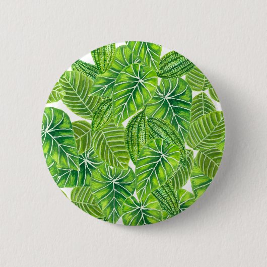 Design der tropischen Blätter in Aquarellen Button (Vorderseite)