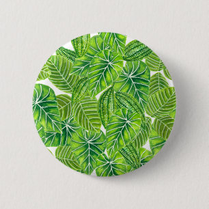 Design der tropischen Blätter in Aquarellen Button