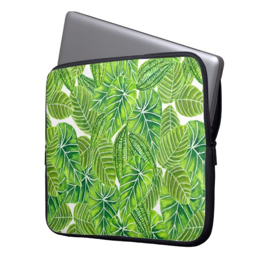 Design der tropischen Blätter in Aquarellen Laptopschutzhülle (Vorderseite Links)