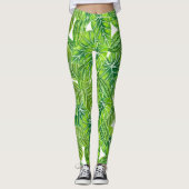 Design der tropischen Blätter in Aquarellen Leggings (Vorderseite)