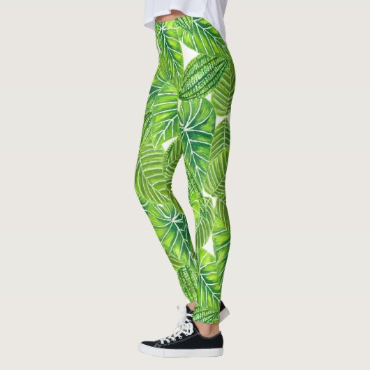 Design der tropischen Blätter in Aquarellen Leggings (Links)