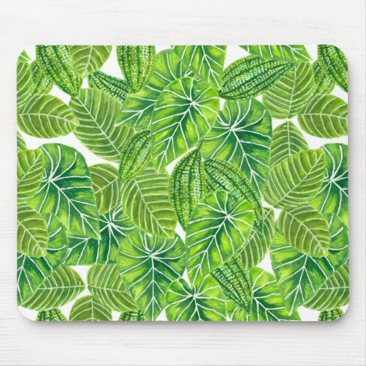 Design der tropischen Blätter in Aquarellen Mousepad (Vorne)