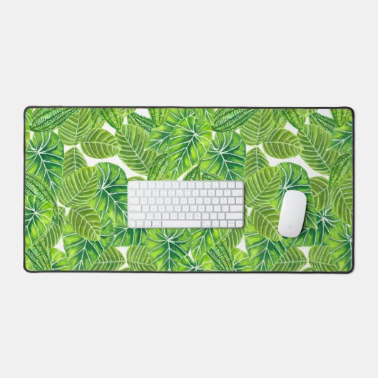 Design der tropischen Blätter in Aquarellen Schreibtischunterlage (Tastatur & Maus)