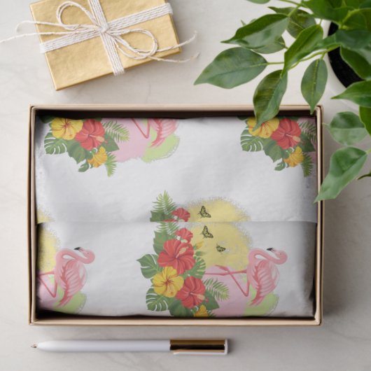 Design der tropischen Flamingo-Serie 13 Seidenpapier (Geschenk)