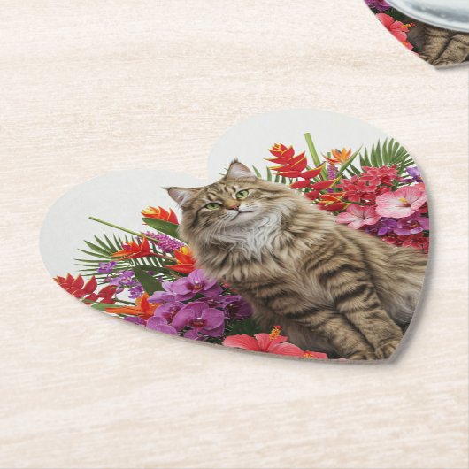 Design der tropischen Katzenherz-Untersetzer. Untersetzer (angewinkelt)