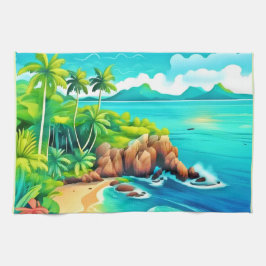 Design der tropischen Küstenblicke Geschirrtuch