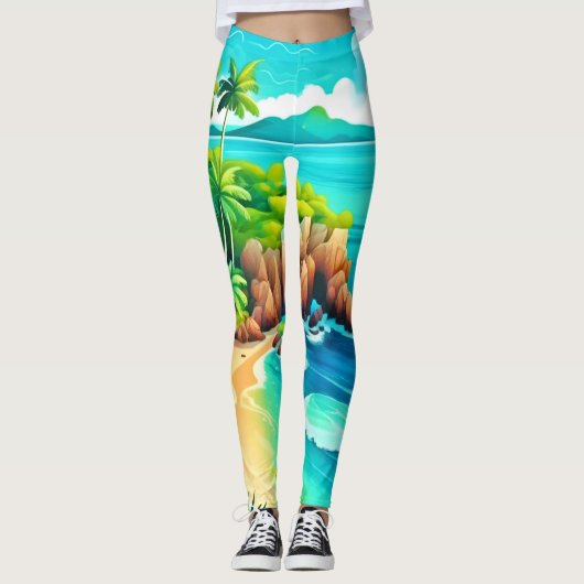 Design der tropischen Küstenblicke Leggings (Vorderseite)