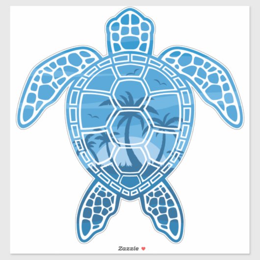 Design der tropischen Meeresschildkröten in Blau Aufkleber (Blatt)
