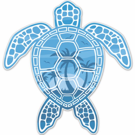 Design der tropischen Meeresschildkröten in Blau Aufkleber (Vorderseite)