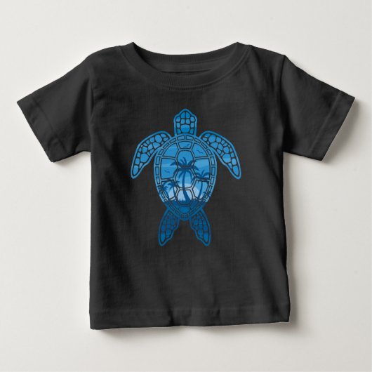 Design der tropischen Meeresschildkröten in Blau Baby T-shirt (Vorderseite)