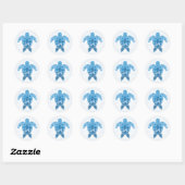 Design der tropischen Meeresschildkröten in Blau Runder Aufkleber (Blatt)