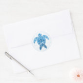 Design der tropischen Meeresschildkröten in Blau Runder Aufkleber (Umschlag)