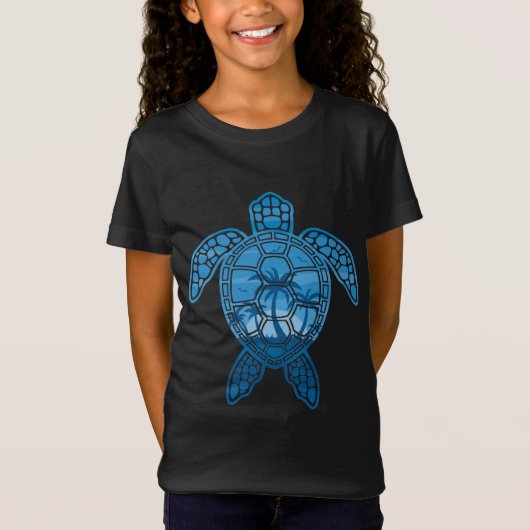 Design der tropischen Meeresschildkröten in Blau T-Shirt (Vorderseite)