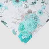 Design der türkisfarbenen Blumenserie 2 Seidenpapier (Detail)