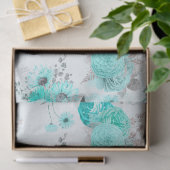 Design der türkisfarbenen Blumenserie 2 Seidenpapier (Geschenk)