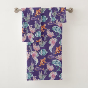 Design der Unterwasserfarben-Reihe 2 Badhandtuch Set