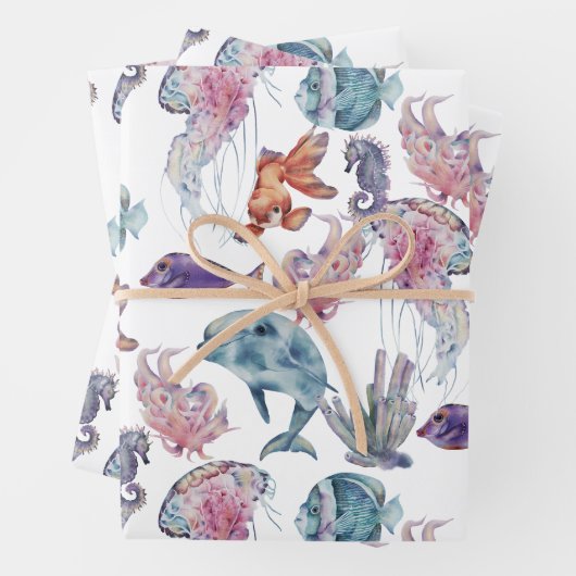 Design der Unterwasserfarben-Reihe 2 Geschenkpapier Set (Beispiel)