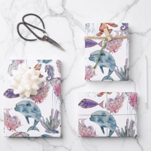 Design der Unterwasserfarben-Reihe 2 Geschenkpapier Set