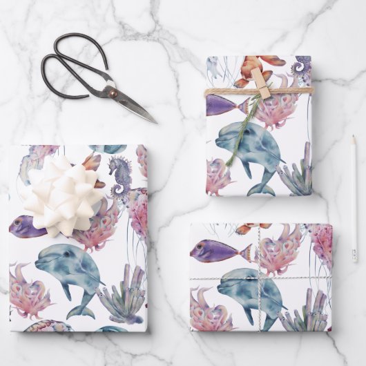 Design der Unterwasserfarben-Reihe 2 Geschenkpapier Set (Vorderseite)