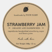 Design der Verpackung von Strawberry Jam Jar Label Runder Aufkleber (Vorderseite)