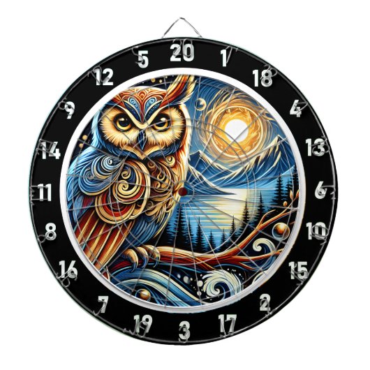 Design der verzauberten Nocturnal Owl Dartboard Dartscheibe (vorne)
