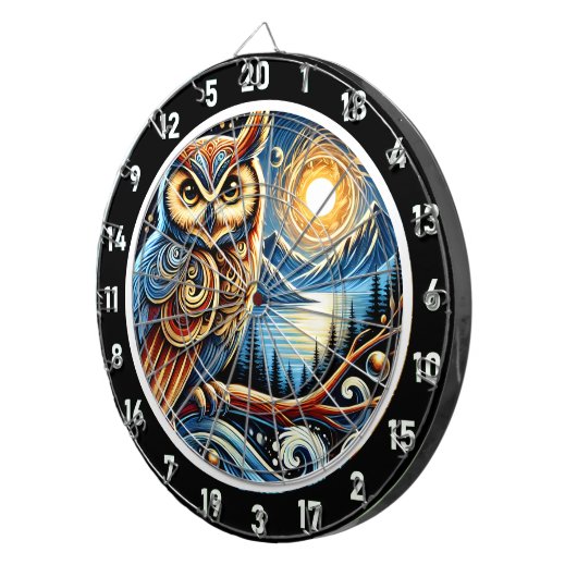 Design der verzauberten Nocturnal Owl Dartboard Dartscheibe (Vorderseite rechts)
