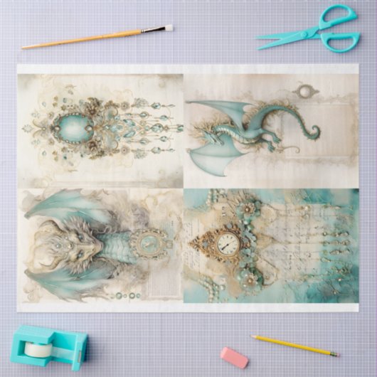 Design der viktorianischen Drachenreihe 4 Seidenpapier (Basteln)