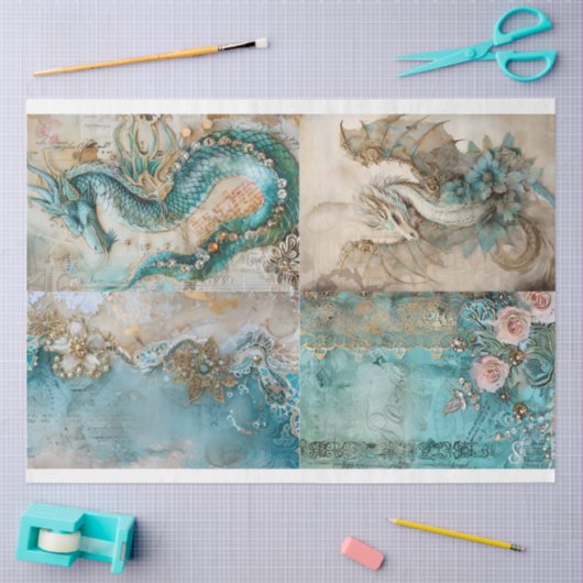 Design der viktorianischen Drachenreihe 6 Seidenpapier (Basteln)